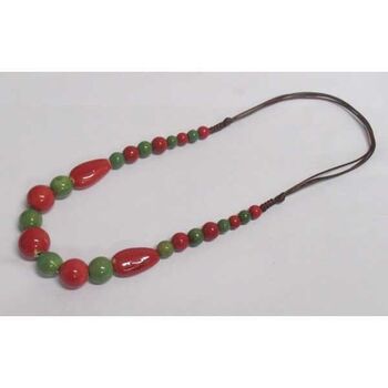 bijoux collier ajustable céramique rouge vert