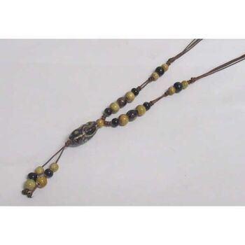jewelry long necklace pendant ceramic black olive