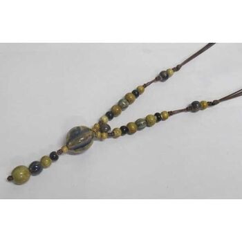 bijoux collier long céramique boule bleu nuit