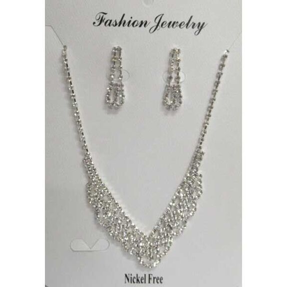 collier strass mariage avec sa boucle d oreille