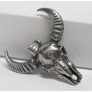 pendentif cowboy buffle et cornes en acier inoxydable
