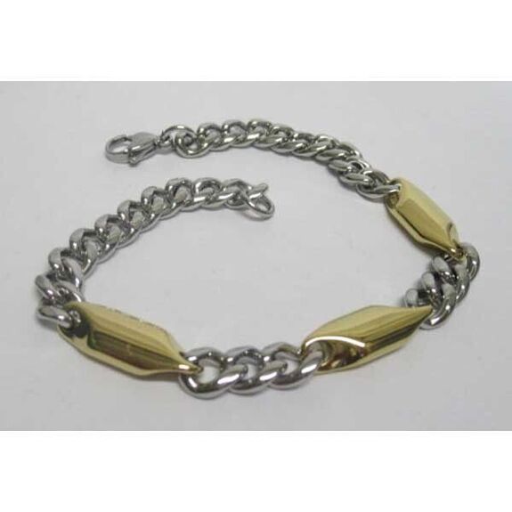 bracelet homme dore maille argentee acier inoxydable