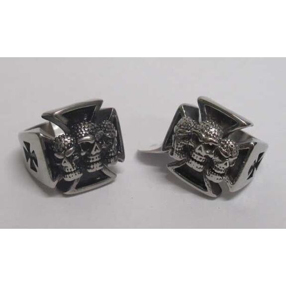 Maltese cross skull ring
