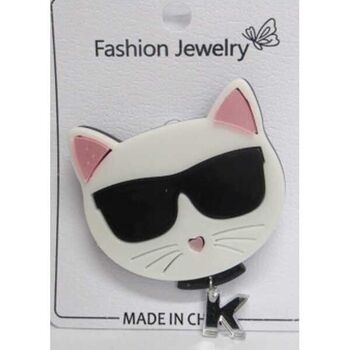 broche bijoux chat avec lunettes