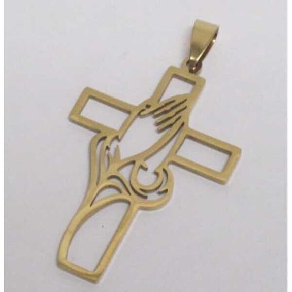 pendentif croix main priere