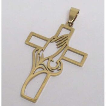 pendentif croix main priere