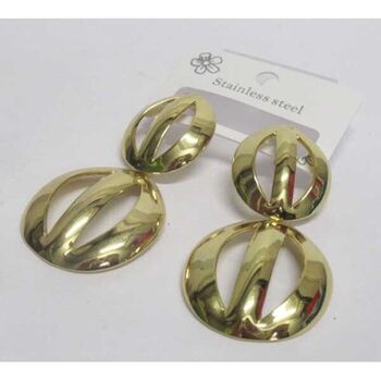 boucles d'oreilles 2 coques acier dore inoxydable