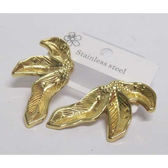 steel foliage earrings