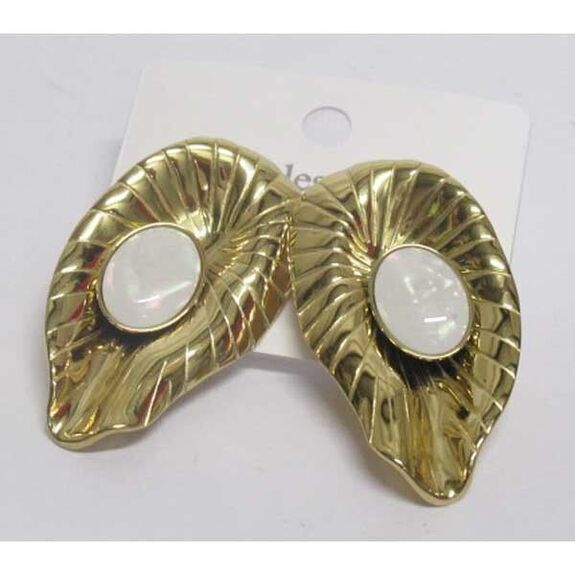 Steel mother-of-pearl earrings