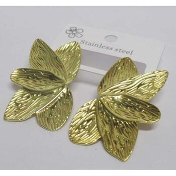 boucles d'oreilles acier doré flore