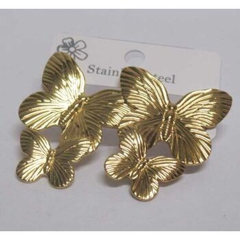 boucles d'oreilles acier doré famille papillon