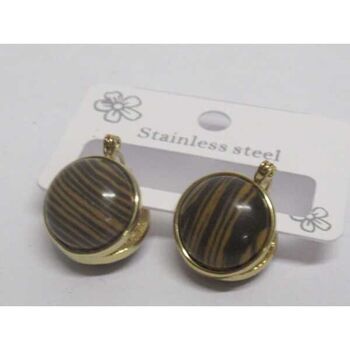 boucles d'oreilles acier puces oeil de tigre