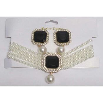 Set bijoux perle et cristal noir