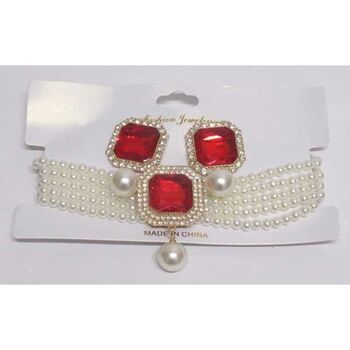 Bijoux cristal rouge et perle