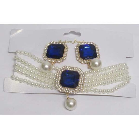Bijoux perle cristal bleu