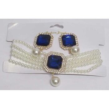 Bijoux perle cristal bleu