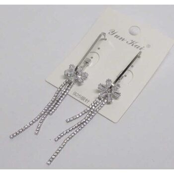 zircon flower dangle earrings