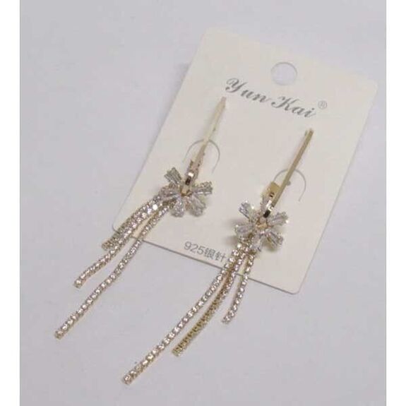 Fleurs zircon pendants dore bijoux oreilles