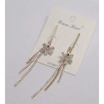 Fleurs zircon pendants dore bijoux oreilles