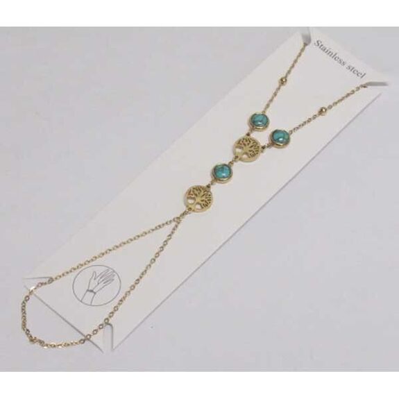 golden steel tree hand bracelet