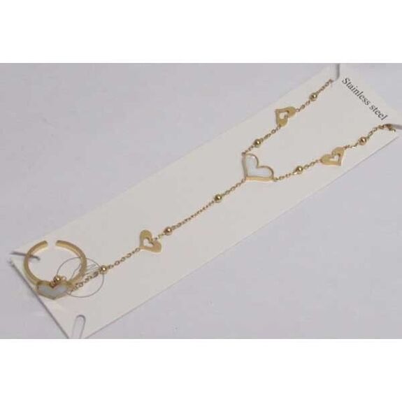 gold steel heart hand chain bracelet