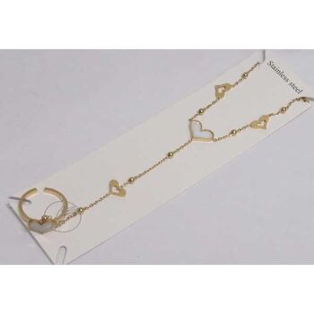 gold steel heart hand chain bracelet