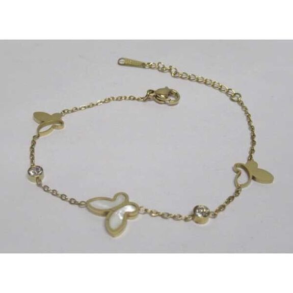 mother-of-pearl butterfly steel bracelet