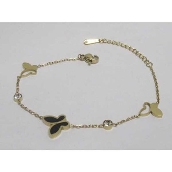 black enamel butterfly steel bracelet
