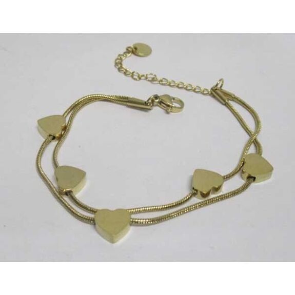 bijoux bracelet double coeur en acier