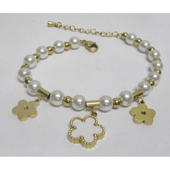 mother-of-pearl clover bracelet in steel