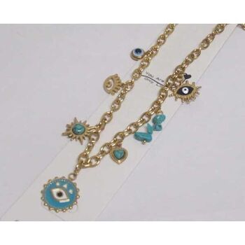 gold-plated steel necklace with turquoise eye