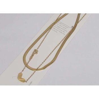 Double flat chain heart jewelry in steel