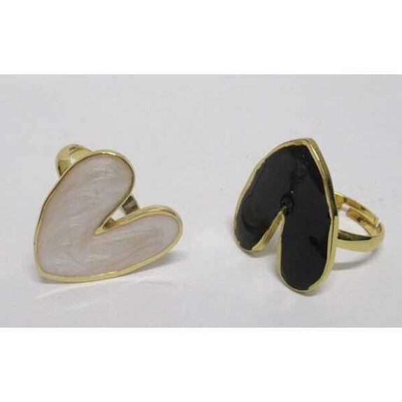 bijoux acier bague coeur mix doré