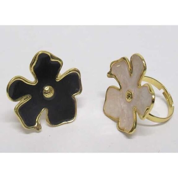 bijoux acier bague fleur mix doré