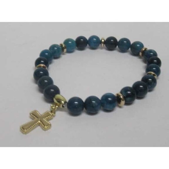 bijoux bracelet pierre apatite croix