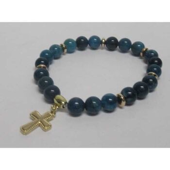 bijoux bracelet pierre apatite croix