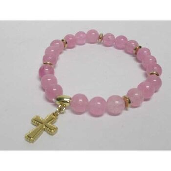 bracelet heliote rose croix doré
