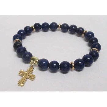 bracelet lapis azuli croix doré