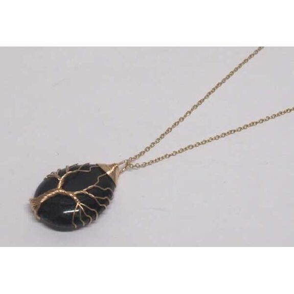 goutte onyx noir entoure fil