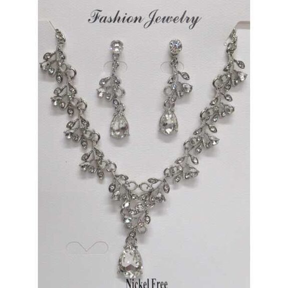 crystal drop pendant jewelry set