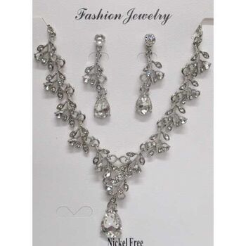 crystal drop pendant jewelry set