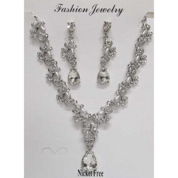 Crystal drop pendant necklace and earring set