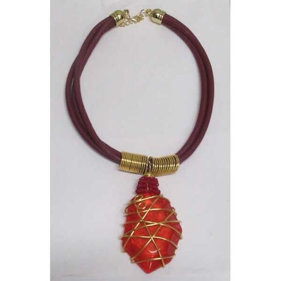 red pebble cord necklace