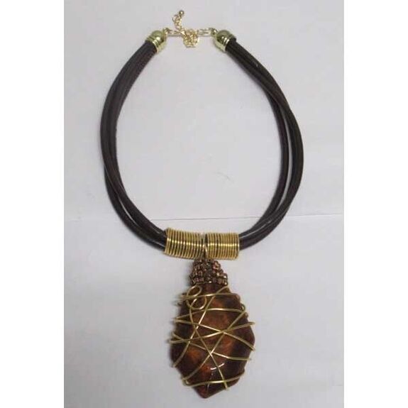 Brown pebble aluminum in jewelry necklace
