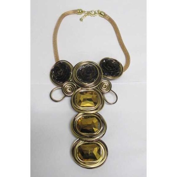 collier fleurs longue traine doré