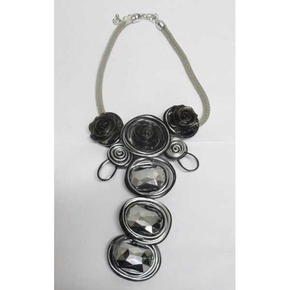bijoux argenté borde fleurs