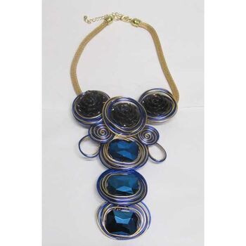 collier à spirale aluminium bleu pendant fleur