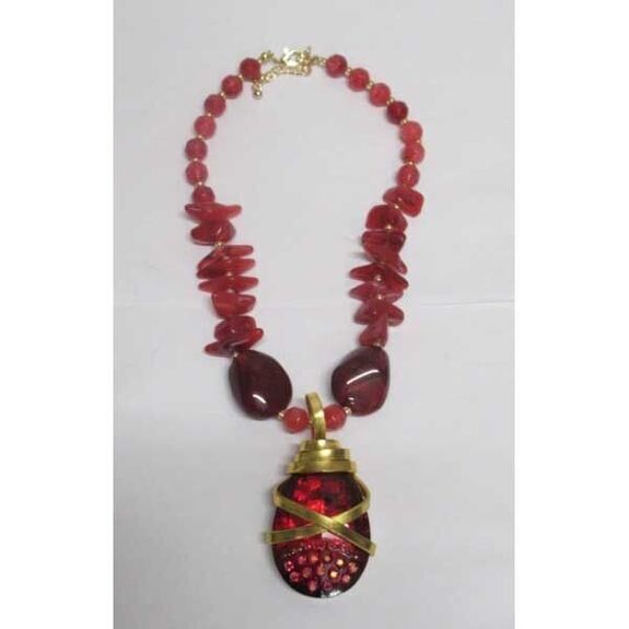 handmade red drop necklace