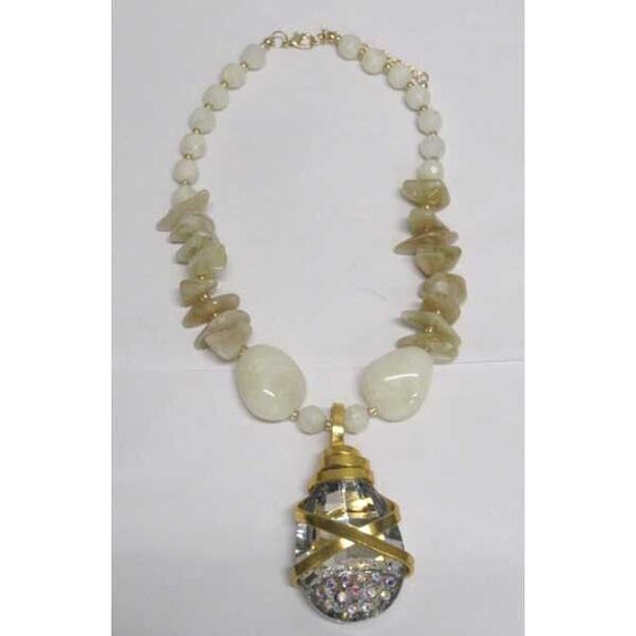 collier fait main dore goutte
