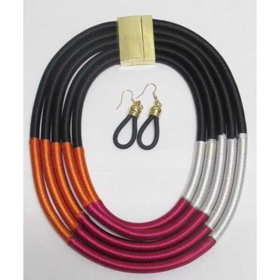 bijoux corde design colore orange rouge blanc